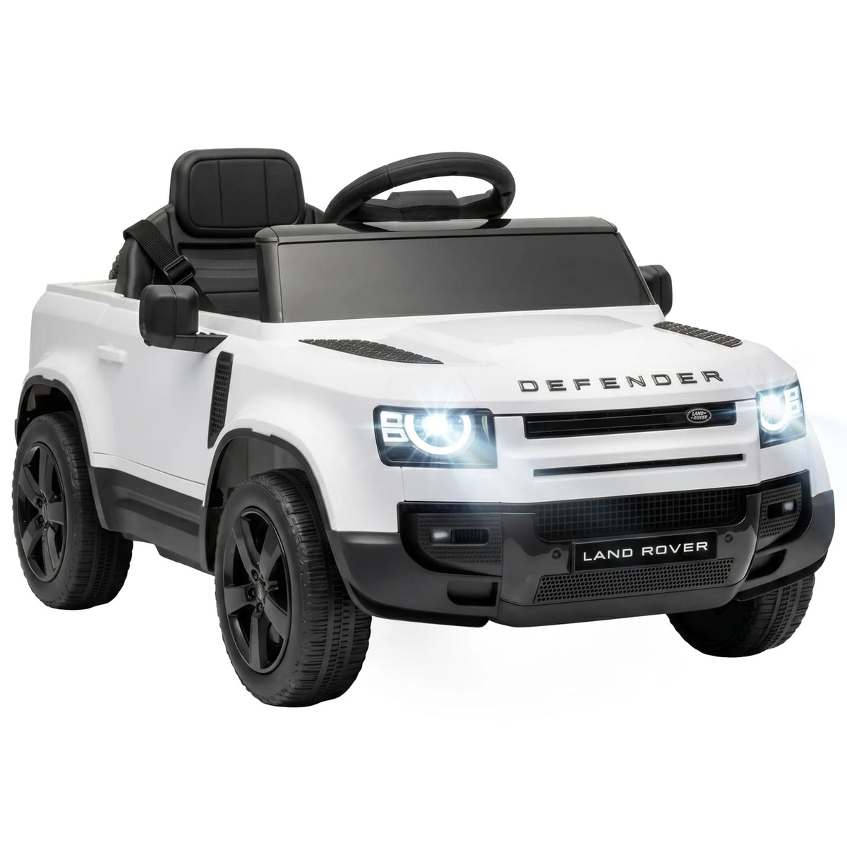 AIYAPLAY Land Rover Licensed 12V Kids Ride on Car with Remote, Suspension, Slow Start, 3 Speeds, Lights, Music, Horn, White