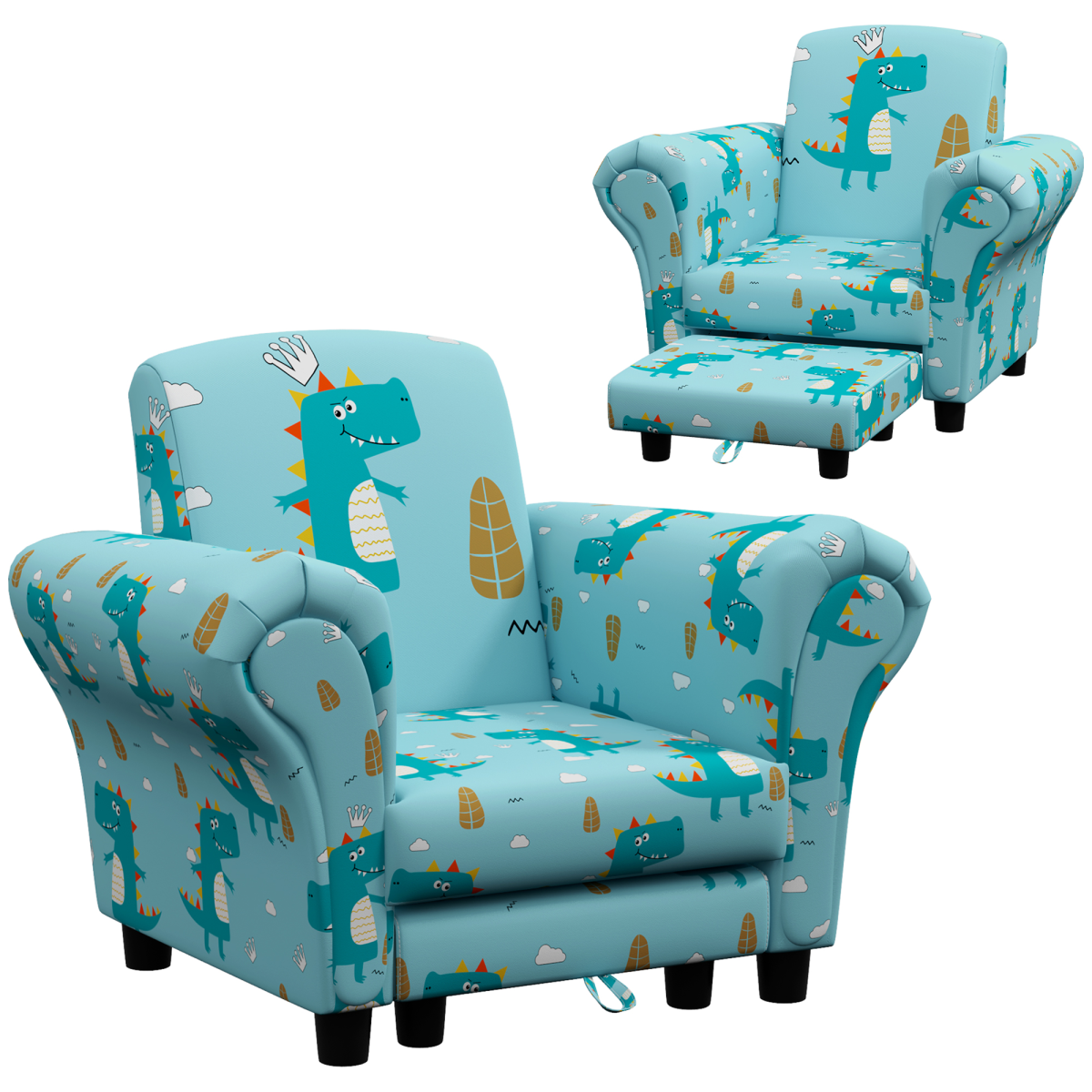 cortex-london-york-dinosaur-kids-armchair-and-stool-set-blue