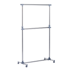 Clothes Hanger W/Wheels, Heavy Duty-Silver/Grey