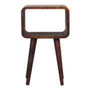 Artisan Furniture Solid Wood Mini Chestnut Curved Open Bedside, Brown, 1 Open Slot