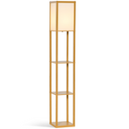 4-Tier Floor Lamp, Floor Light with Storage Shelf, Natural 3-Tier