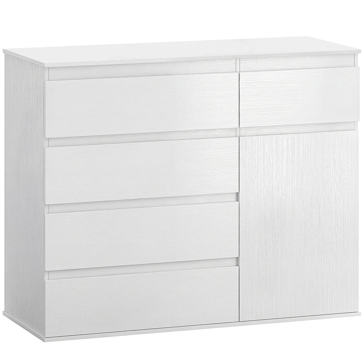 HOMCOM Modern Chest Of Drawers, 5 Drawer Dresser with Adjustable Shelf, Soft-Close Door, White