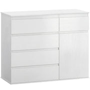 HOMCOM Modern Chest Of Drawers, 5 Drawer Dresser with Adjustable Shelf, Soft-Close Door, White
