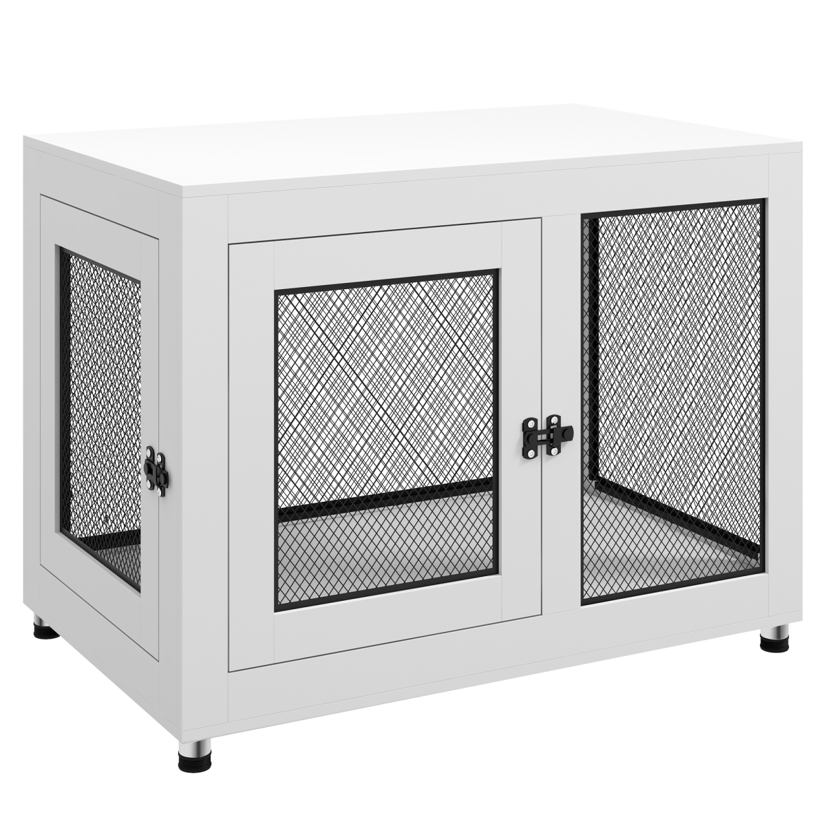 cortex-london-windsor-dog-kennel-end-table-two-doors-cushion-white-black