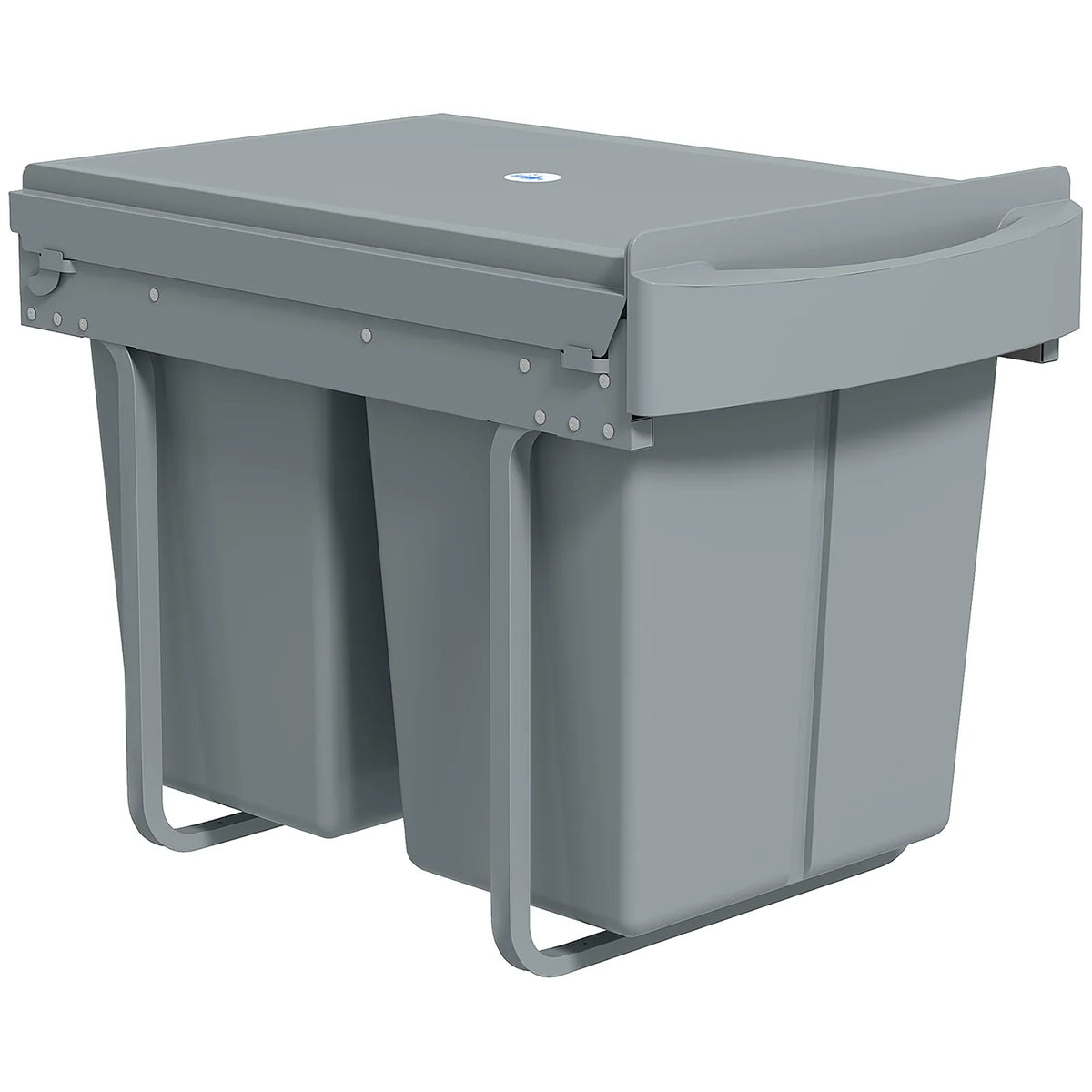 HOMCOM Pull Out Bin, Kitchen Under Sink Bin with 2 Removable Compartments, Smooth Glide, Grey