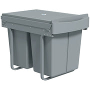 HOMCOM Pull Out Bin, Kitchen Under Sink Bin with 2 Removable Compartments, Smooth Glide, Grey