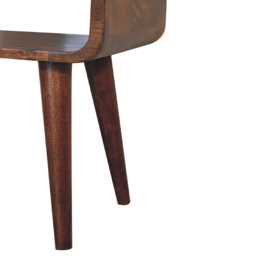 Artisan Furniture Solid Wood Mini Chestnut Curved Open Bedside, Brown, 1 Open Slot