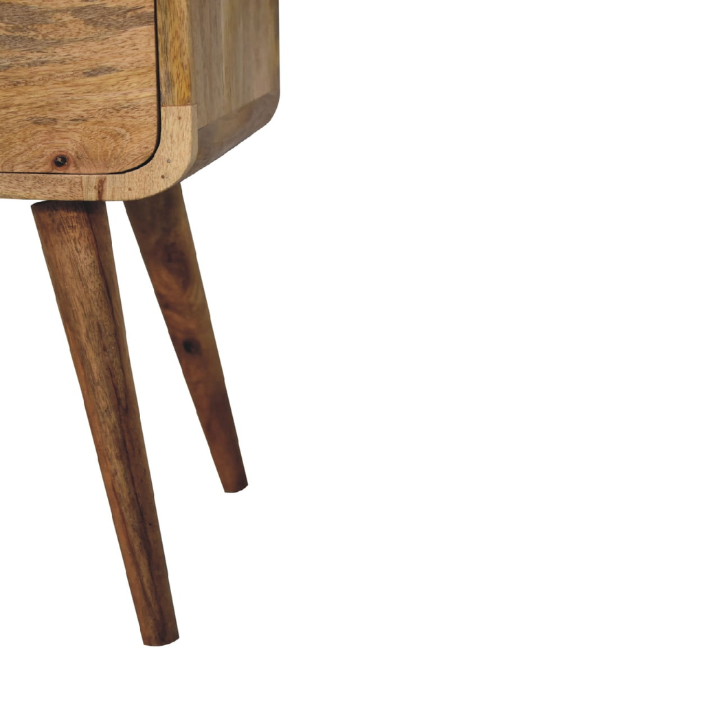 Artisan Furniture Solid Wood Mini Oak-ish Curved Bedside, 2 Drawers, Brown