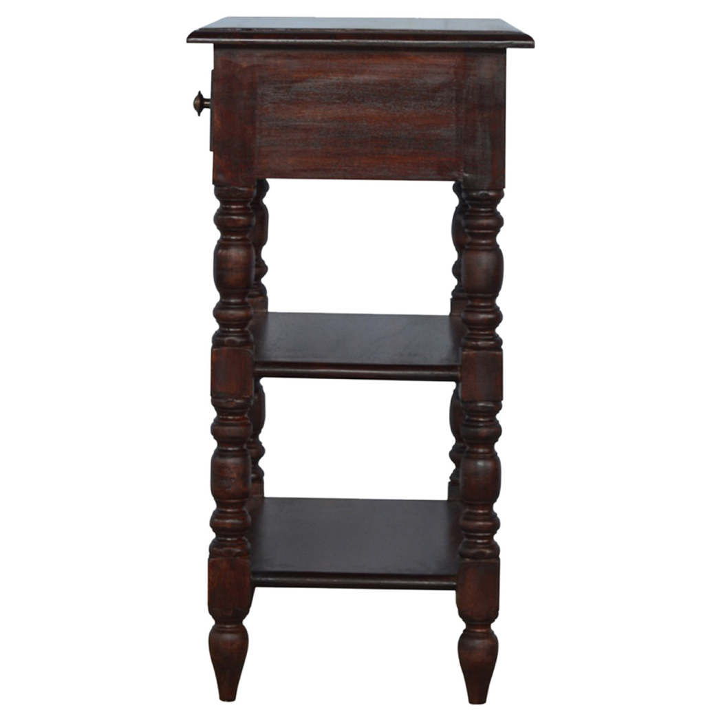 cortex-london-york-solid-mango-wood-occasional-table-1-drawer-2-shelves-cherry-finish