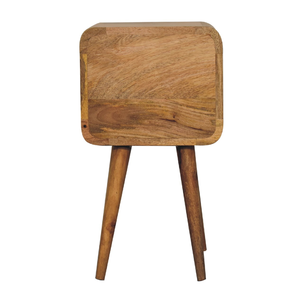 Artisan Furniture Solid Wood Mini Oak-ish Curved Bedside, 2 Drawers, Brown